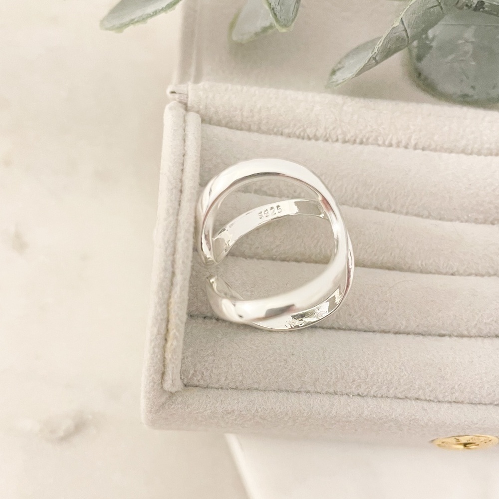 925 Sterling Silver Chunky Ring Silver Statement Ring Large Geometric Ring - Picture 9 of 9